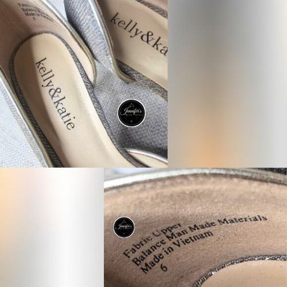 Kelly & Katie Metallic Gold/Silver Janet Peep Toe Pump Size 6 - Picture 6 of 13